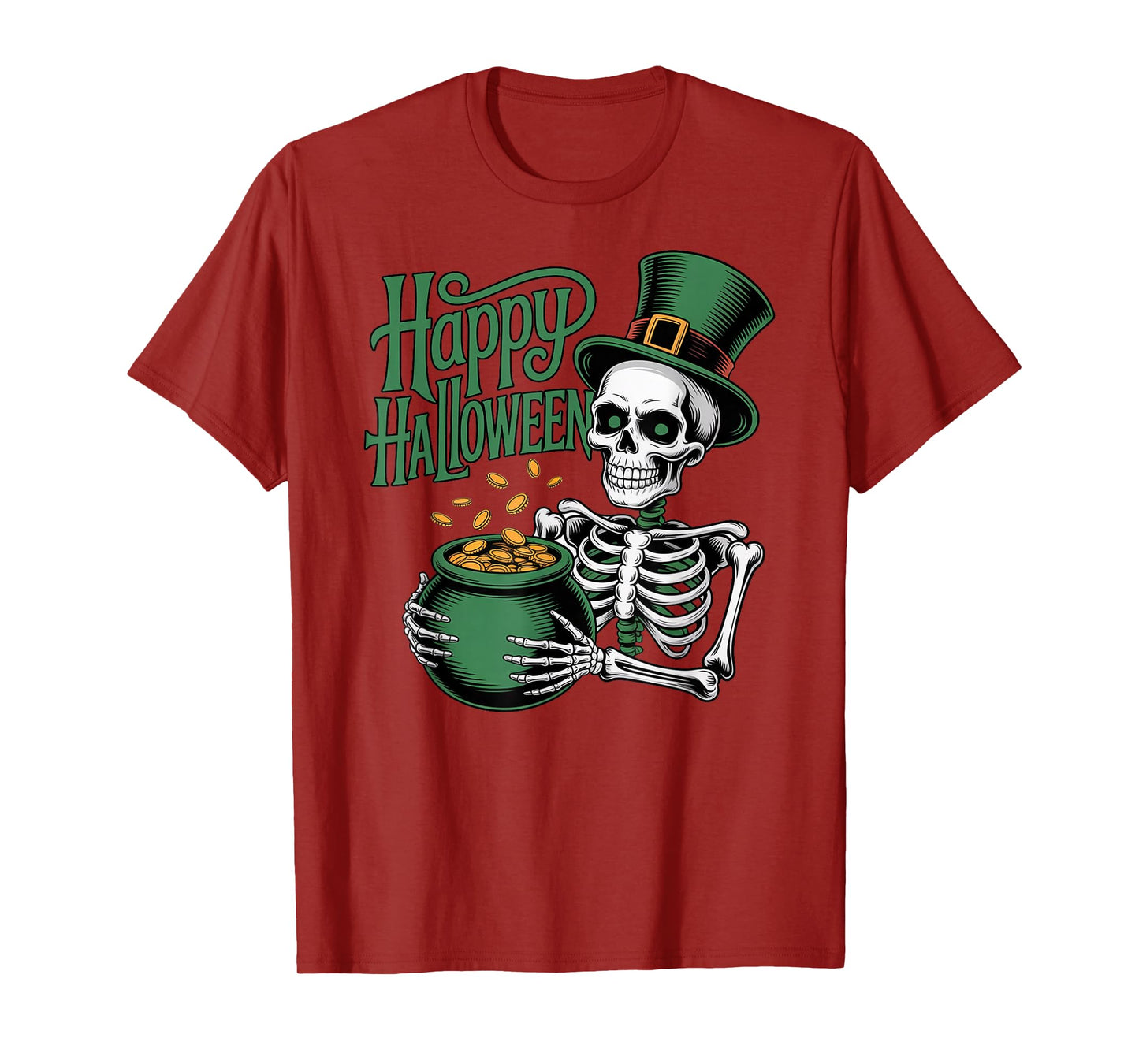 Happy Halloween Irish Leprechaun Skeleton Ireland Skull T-Shirt