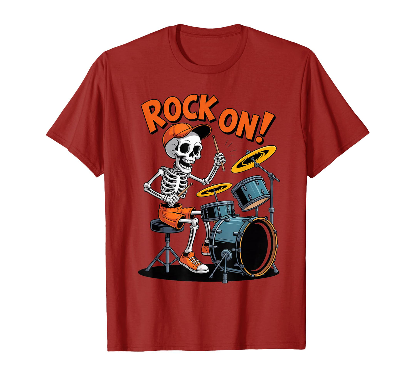 Funny Skeleton Drummer Rock and Roll Music Bones T-Shirt