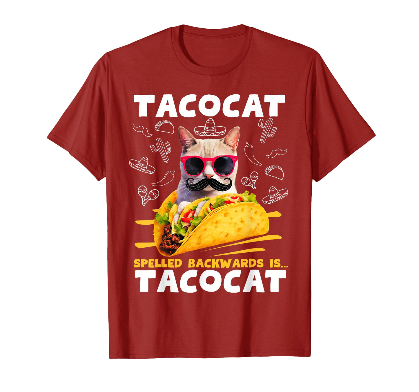 Tacocat Spelled Backwards is Tacocat Funny Mexican Taco Cat T-Shirt for Men Women Girls Kids