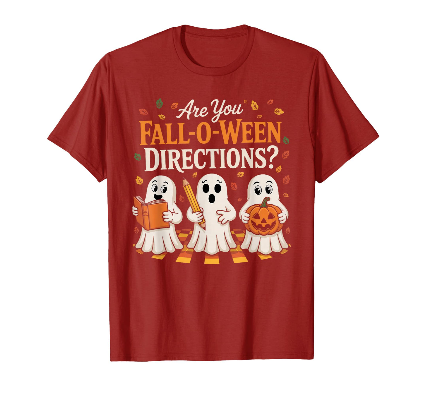 Retro are You Fall O Ween Directions Teacher Halloween Ghost T-Shirt