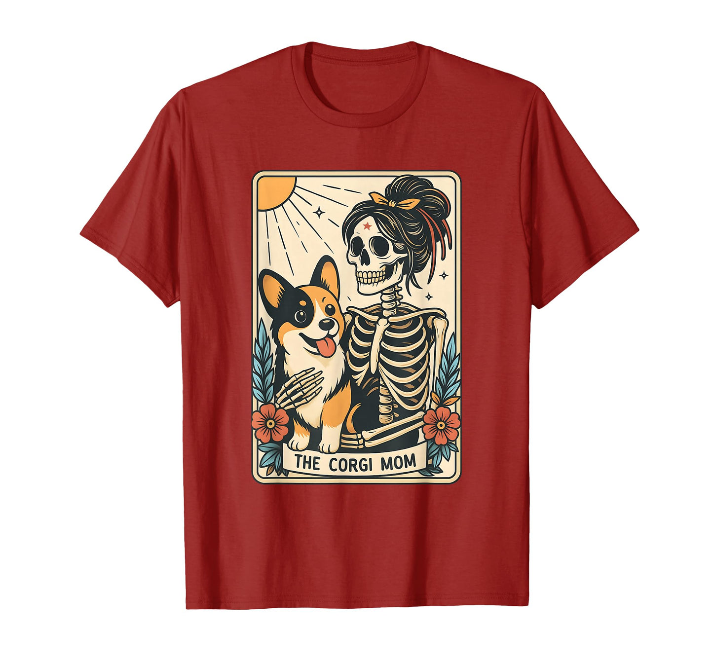Corgi Mom Tarot Card Halloween Dog Skeleton for Corgi Lover T-Shirt