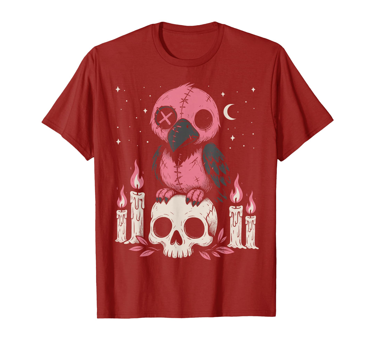 Creepy Cute Pastel Goth Crow Gothic Kawaii Raven Skull T-Shirt