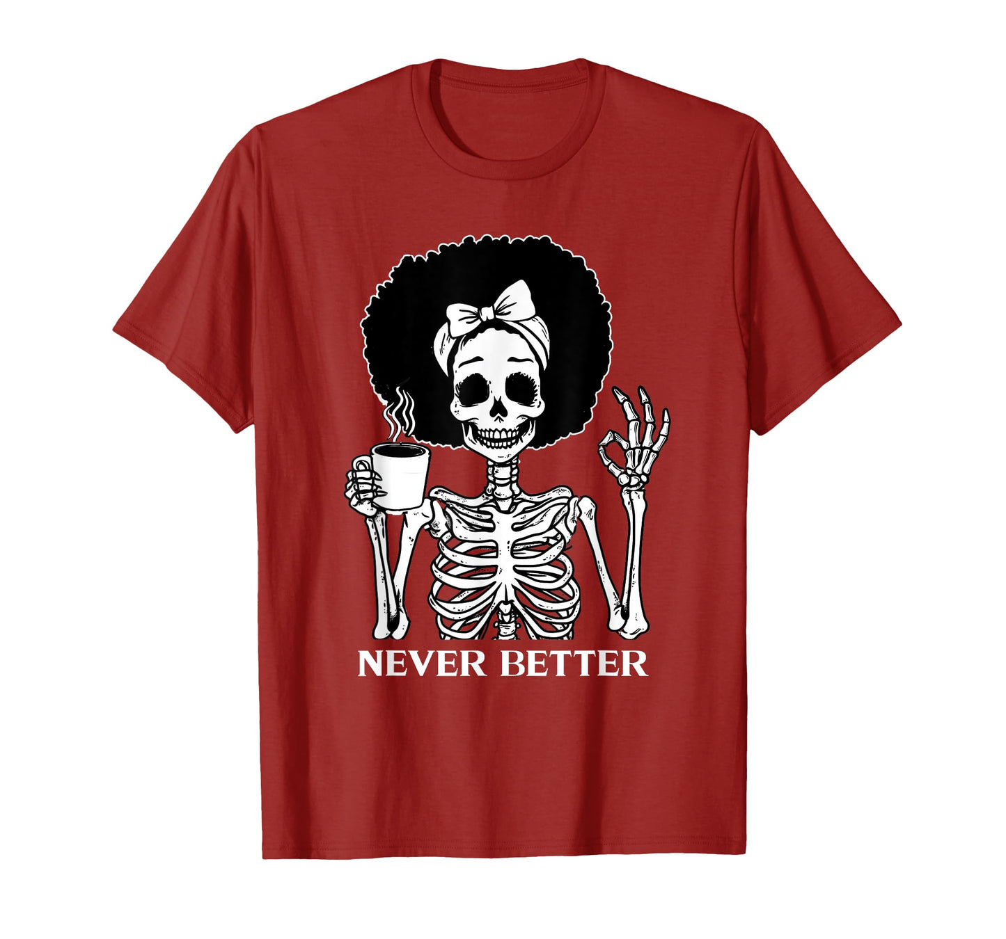Never Better Afro Black Women African Messy Bun Vintage Bow T-Shirt
