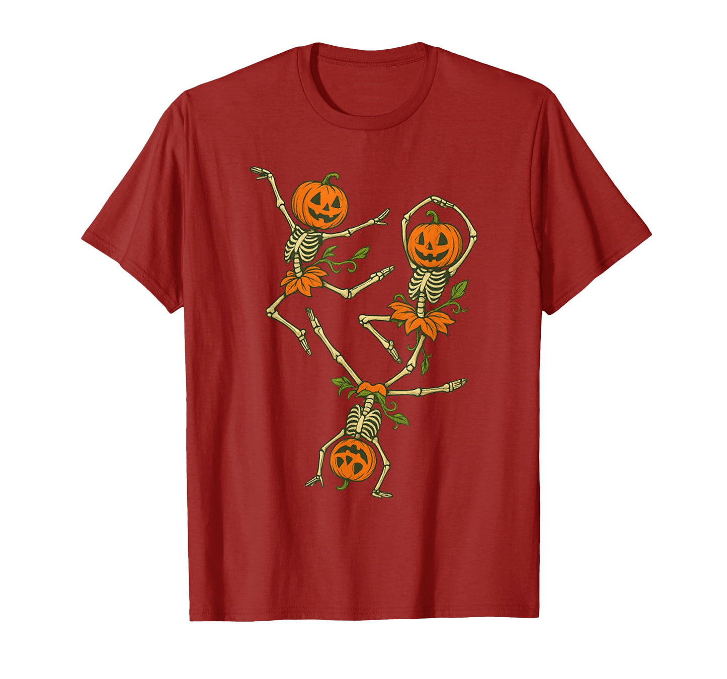 Girls Halloween Ballet Skeleton Pumpkin Girls Skeleton Women T-Shirt