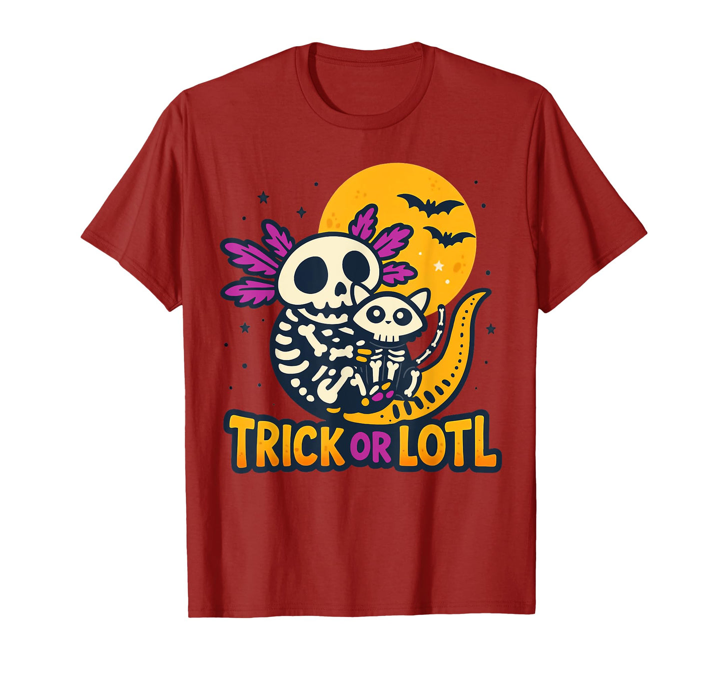 Trick Or Lotl Skeleton Axolotl Halloween Cute T-Shirt