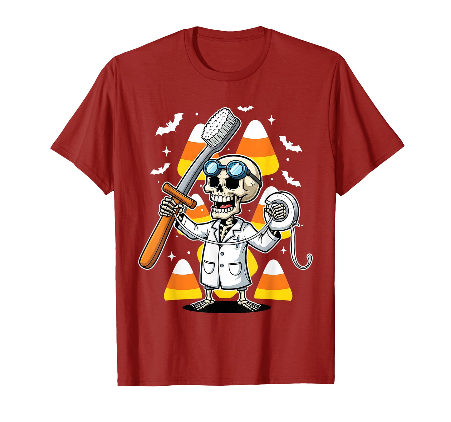 Trick Or Teeth Skeleton Dentist Funny Halloween Costume T-Shirt