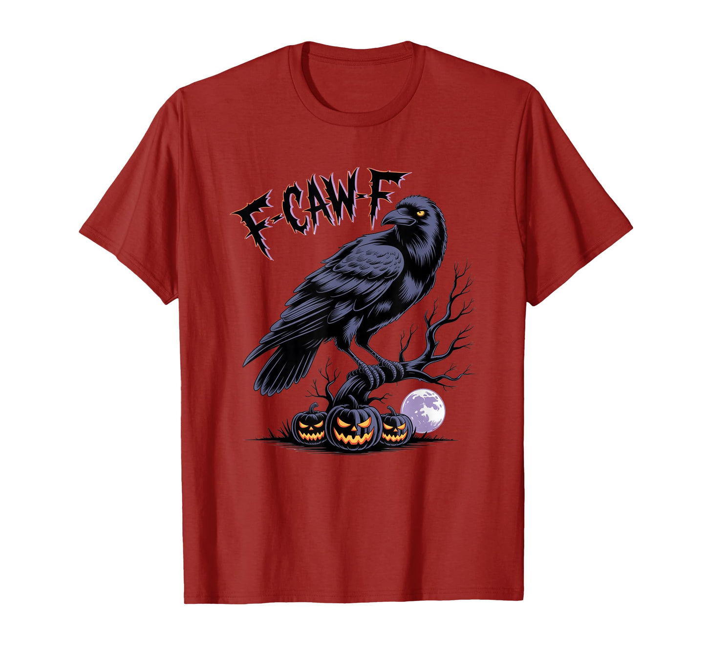 Raven Halloween F-Caw-F Funny Spooky Goth Crow Bird T-Shirt