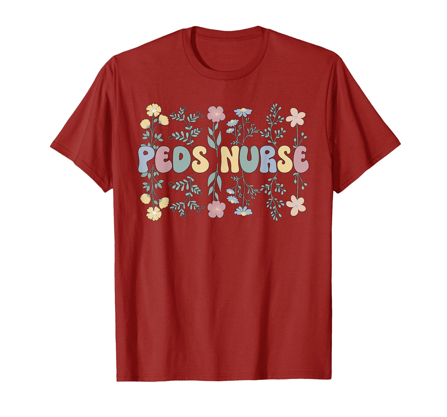 Groovy Peds Nurse Flowers Pediatric Nursing T-Shirt
