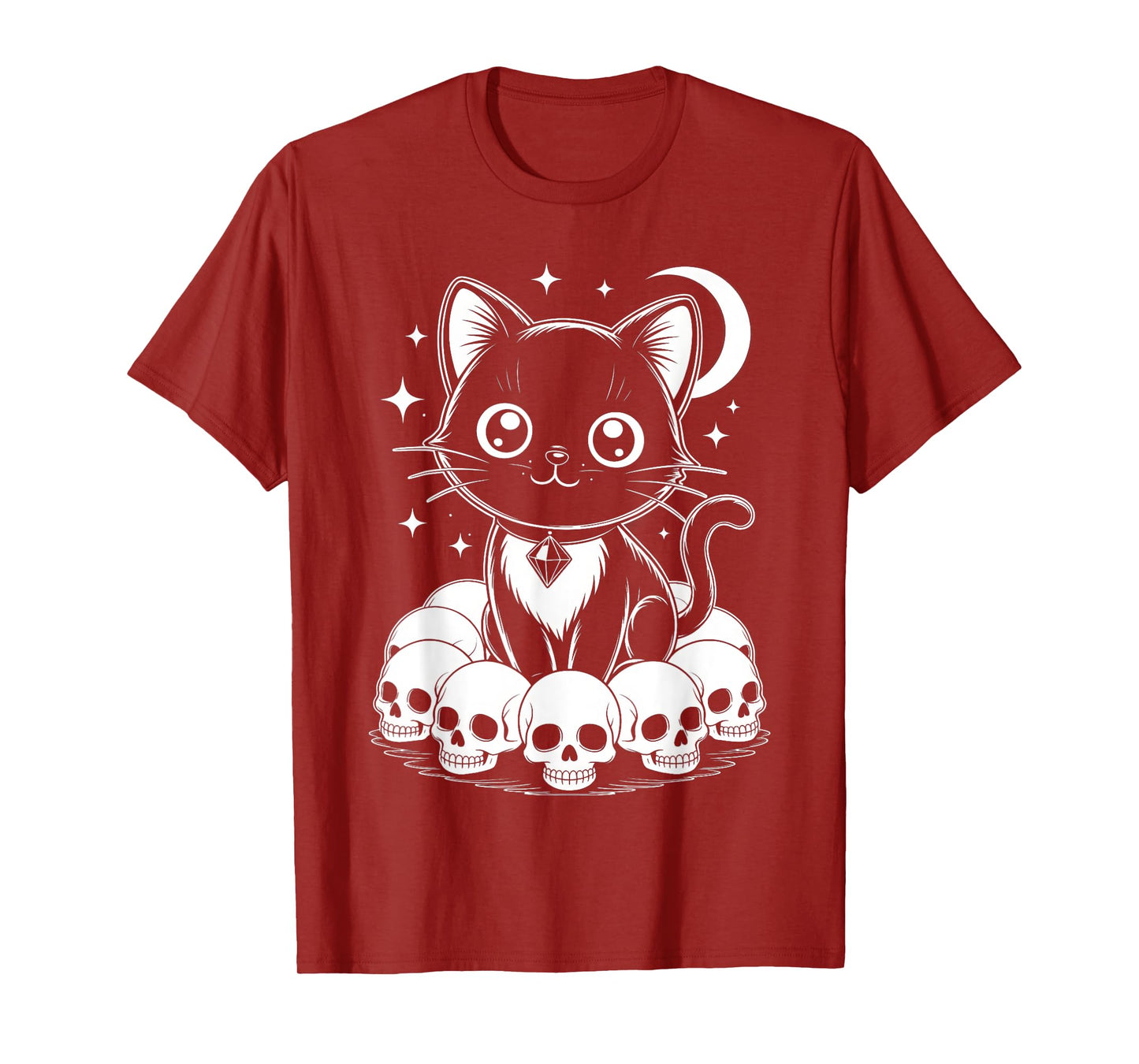 Cat Skulls Creepy Cute Kitty Goth Funny Halloween Spooky T-Shirt