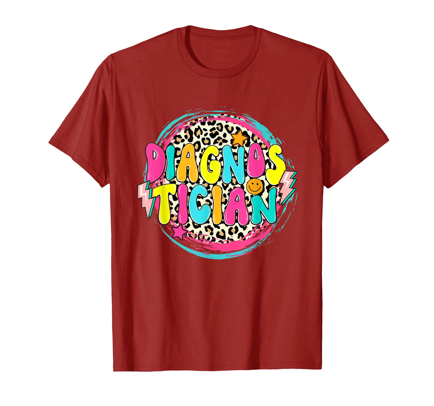 Retro Groovy Educational Diagnostician Leopard Circle T-Shirt