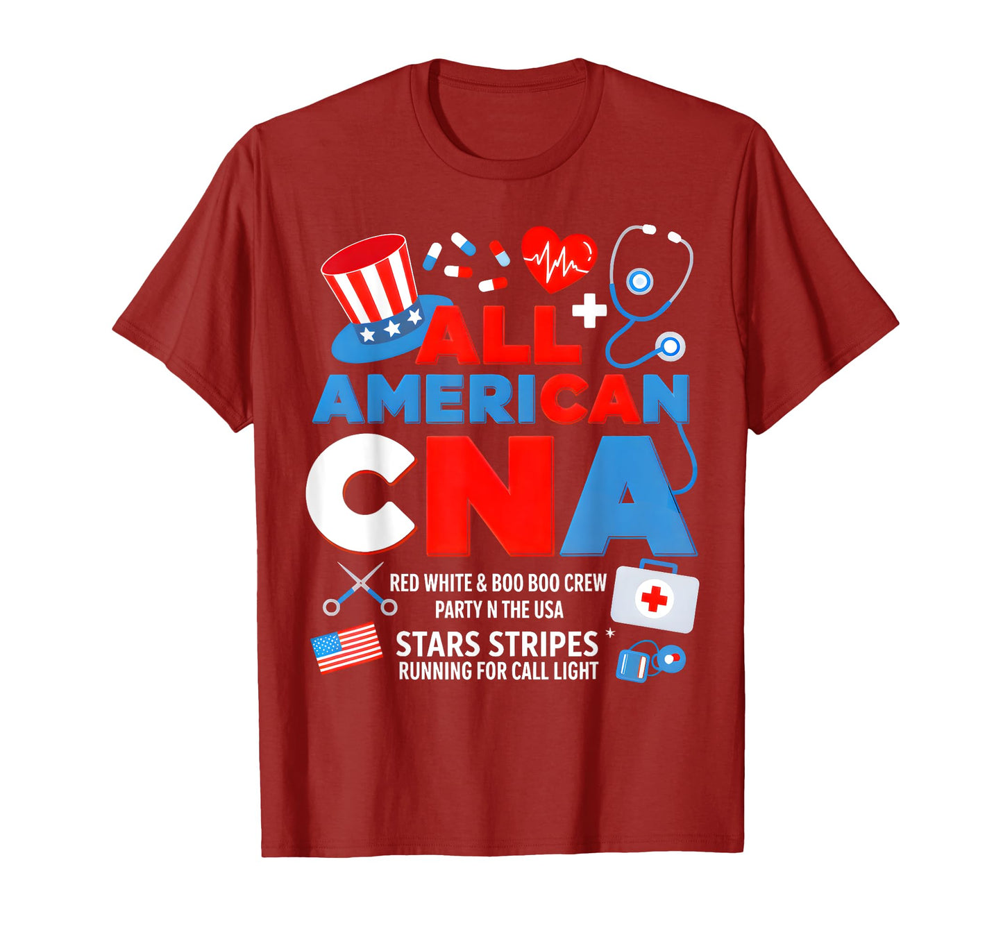 All American CNA 4th Of July Scrub Top Patriot Women RN CNA T-Shirt