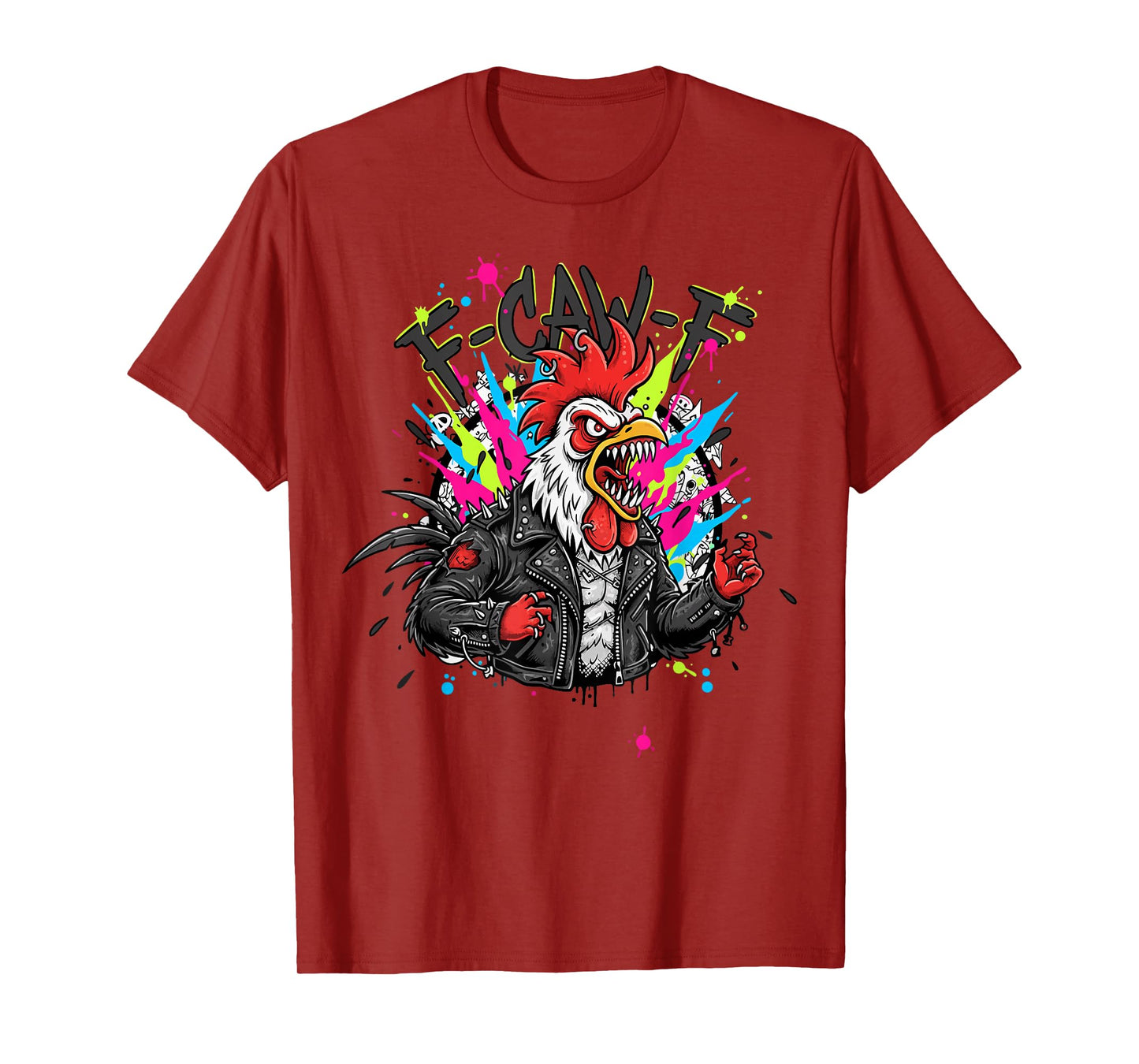 Punk Style FCAWF Funny Punk Rock F-CAW-F Rooster T-Shirt