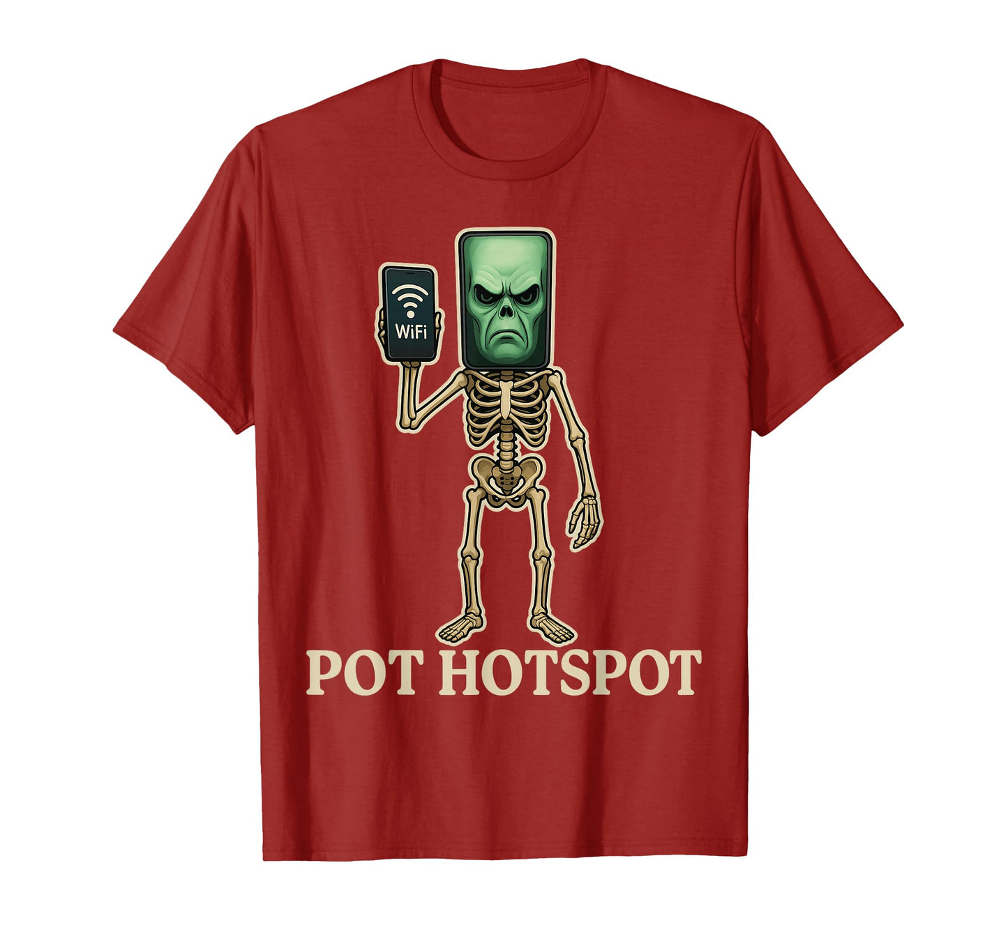Pot Hotspot - Funny Halloween Brainrot Skeleton Kids Meme T-Shirt