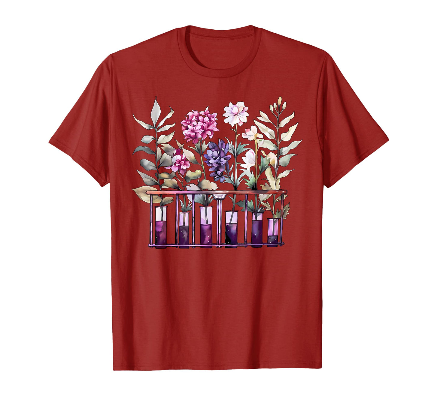 Chemistry Lab Science Flower Teacher Floral Beakers T-Shirt