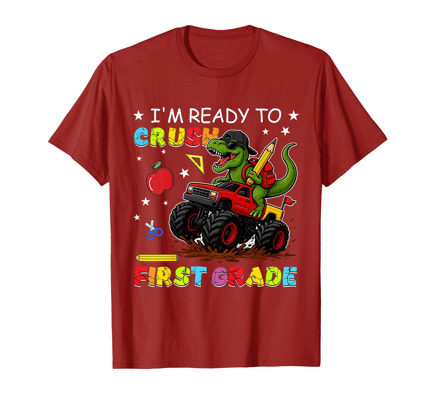 Kids Ready To Crush First Grade Dinosaur First Day Of School Boy T-Shirt