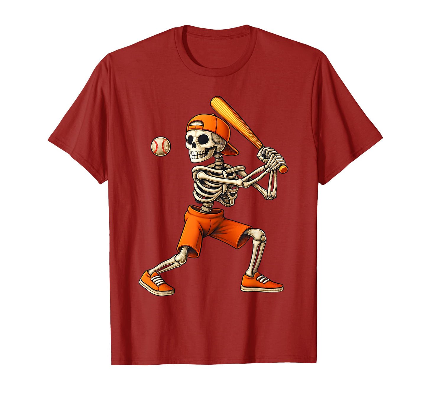 Skeleton Baseball Halloween for Men Boys Teens Youth Kids T-Shirt