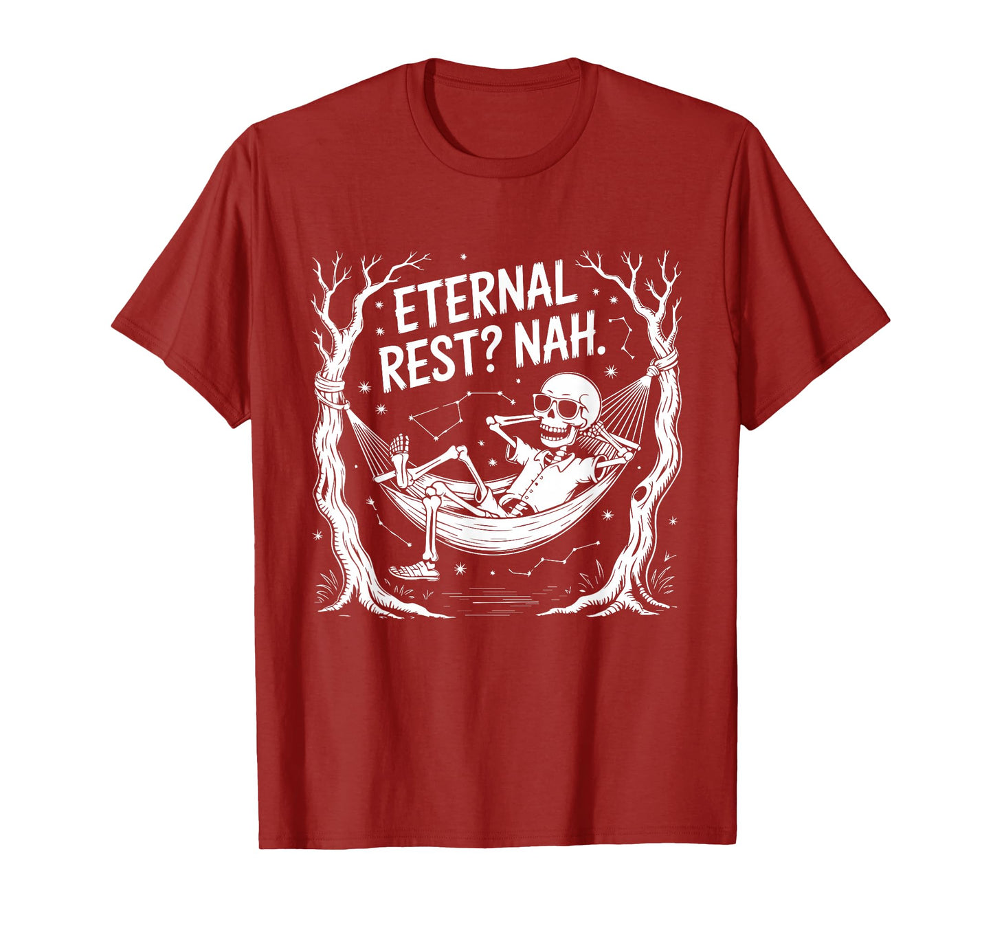 Eternal Rest Nah Skeleton Hammock Funny Halloween Design T-Shirt