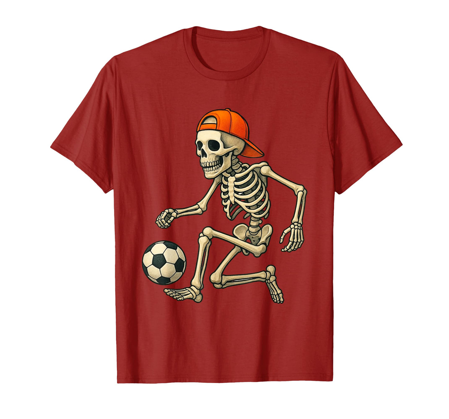 Skeleton Playing Soccer Halloween Football Graphic T-Shirt