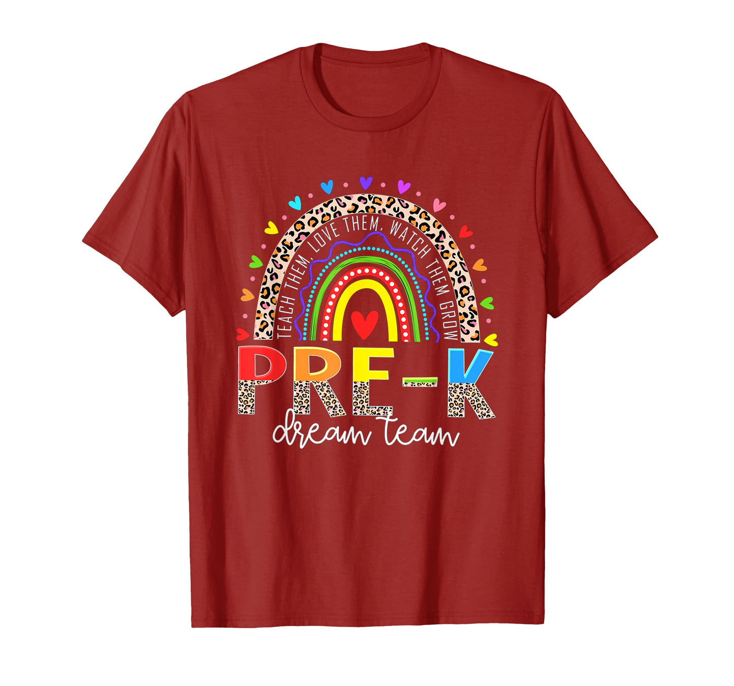 PreK Dream Team Leopard Rainbow Teacher Squad Back To School T-Shirt for Men Women Girls Kids