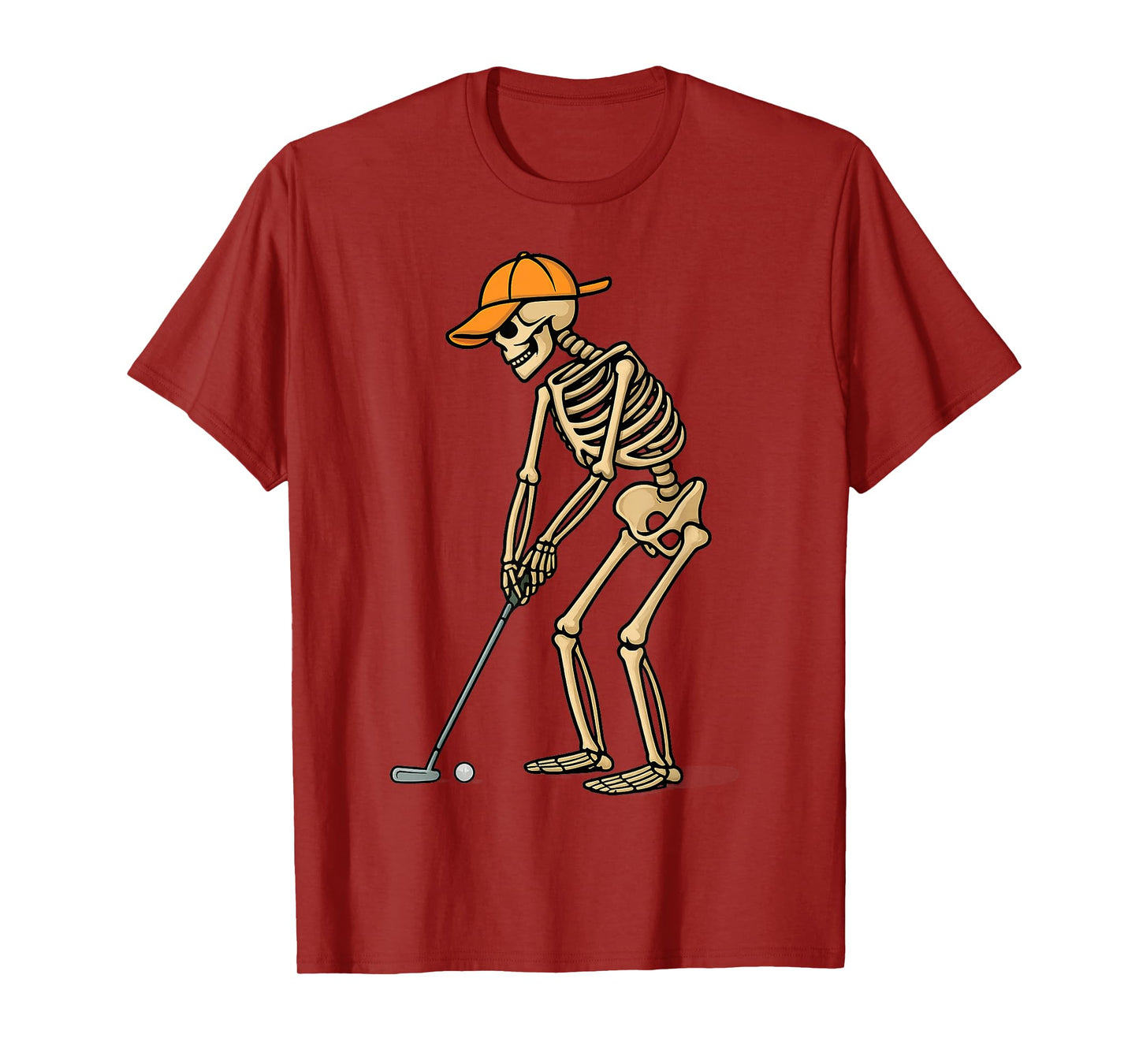 Halloween Skeleton Dad Golfer Putting - Funny Golf Dad Tee T-Shirt