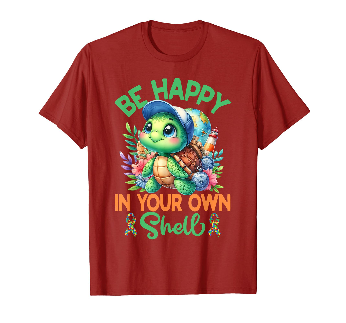 Be Happy In Your Own Shell Turtle Autism Awareness Autistic T-Shirt