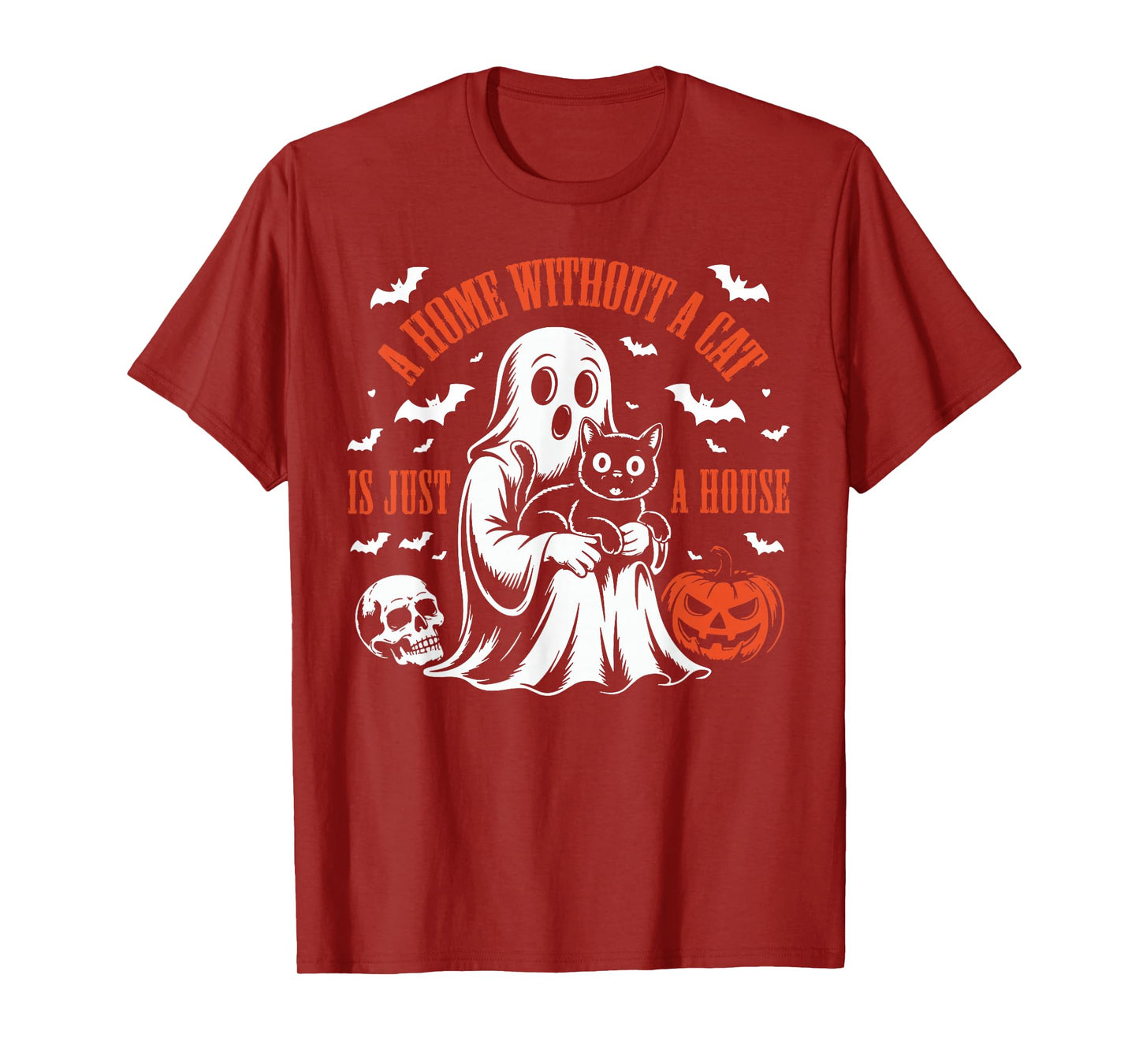 A Home Without a Cat is just A House Boo Ghost Cat Halloween T-Shirt