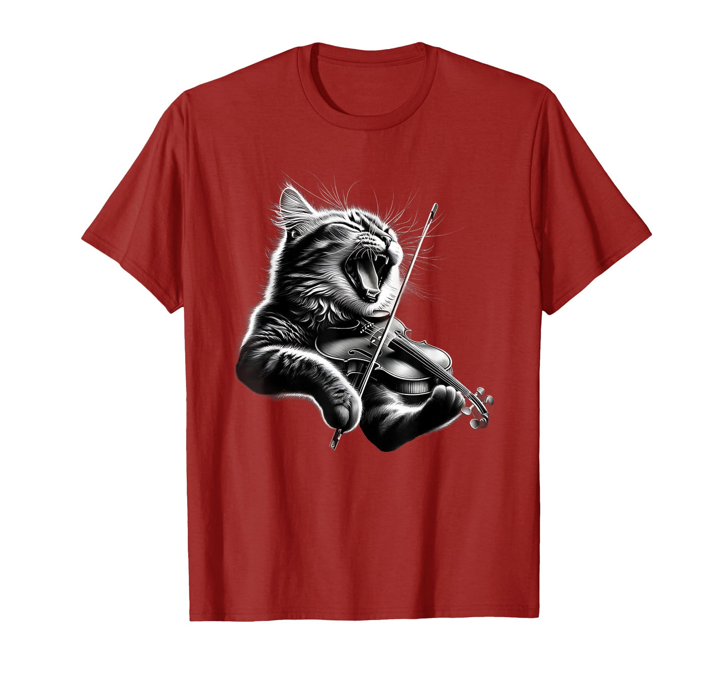 Funny Orchestra Musician Violinist Rock Cat Playing Violin T-Shirt for Men Women Girls Kids