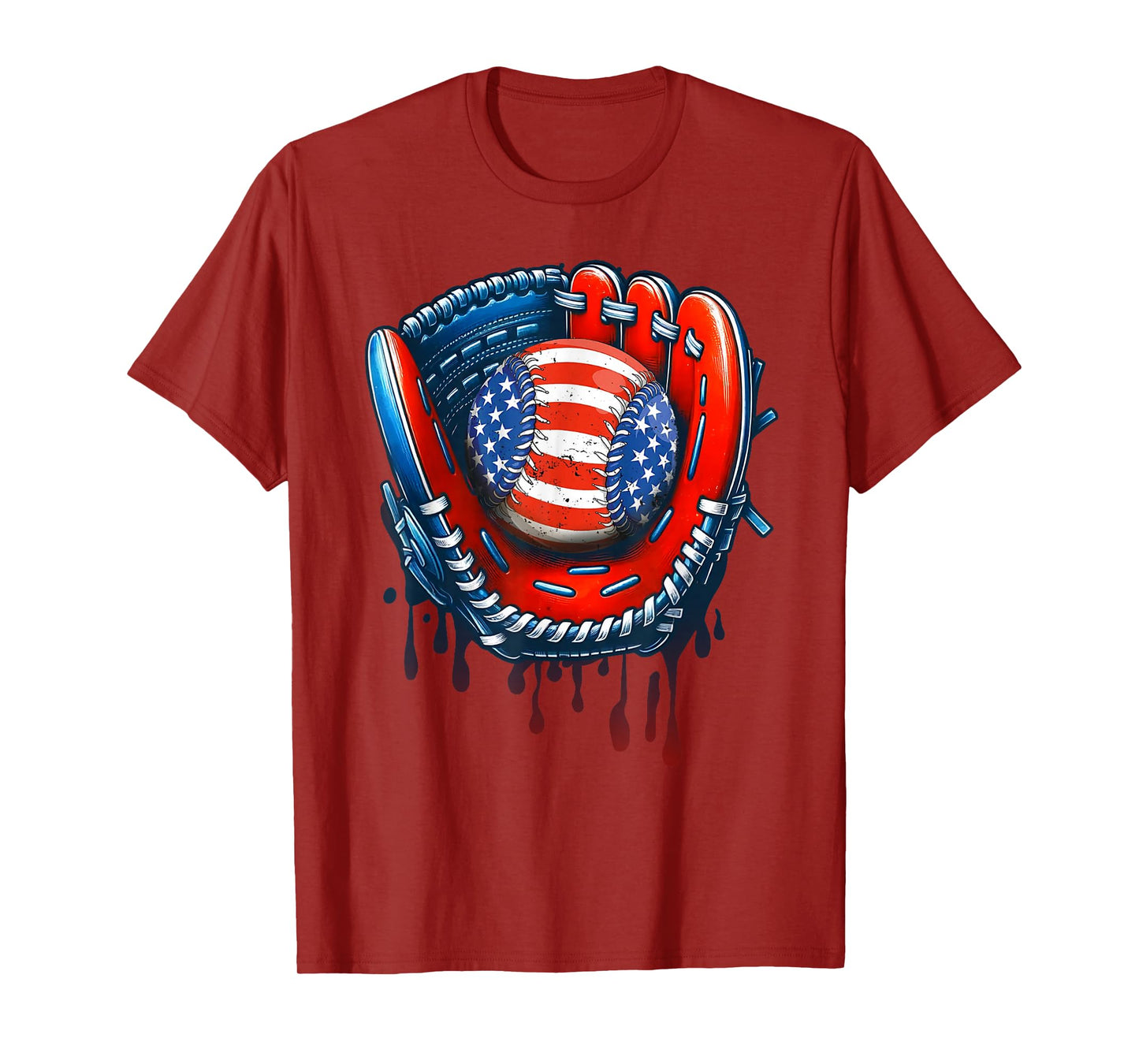 Baseball Drip Ice Cream Sprinkles 4th of July Baseball Glove T-Shirt