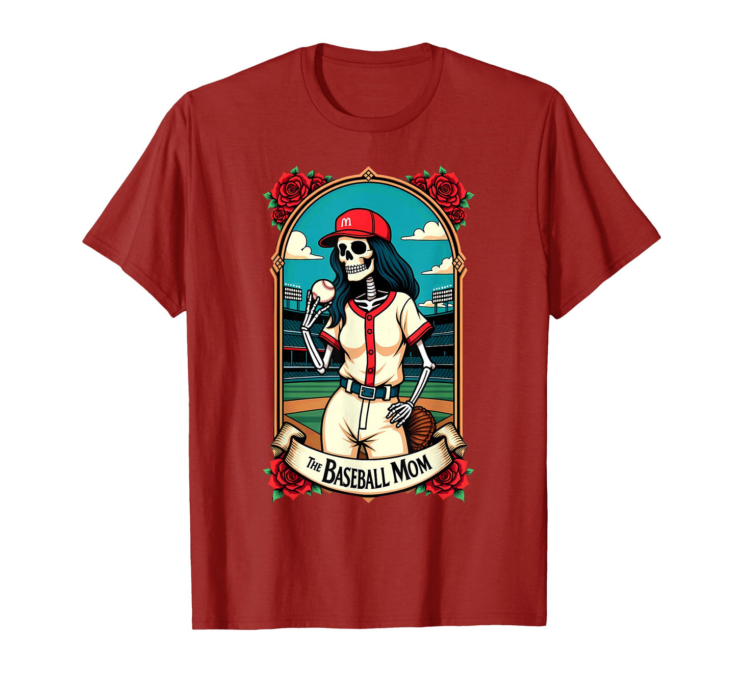 Gothic Tarot Card Baseball Mom Skeleton T-Shirt