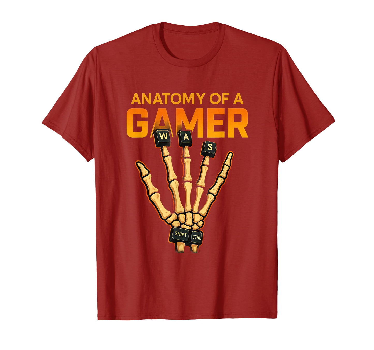 Skeleton Hand Anatomy of Gamer Halloween Gamer T-Shirt