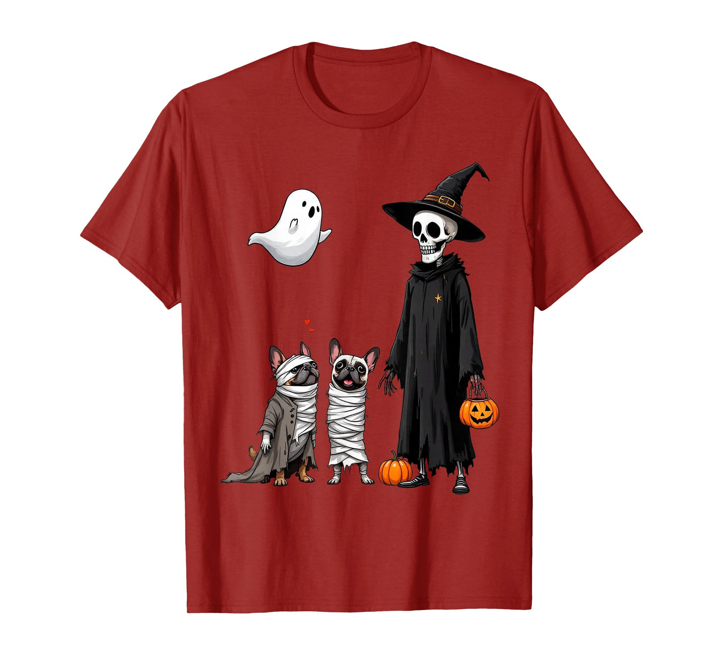 Spooky Ghost French Bulldog Mummy Dog Halloween Costume T-Shirt