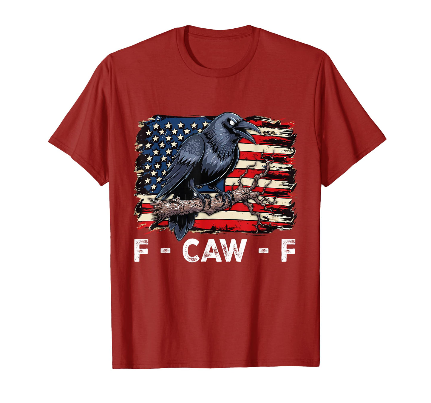 F-Caw-F Black Crow Black Bird Retro USA Flag Vintage F-Caw-F T-Shirt