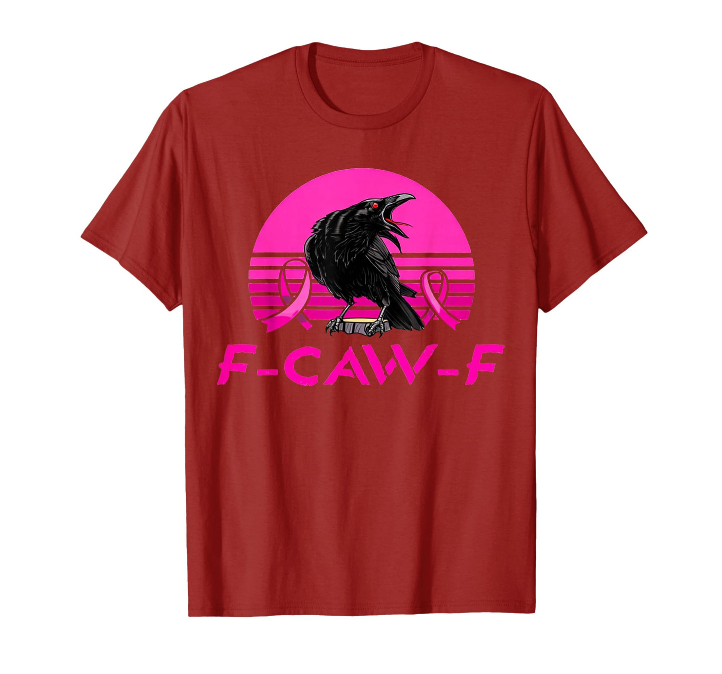 FCawF Black Crow Pink Vintage Breast Cancer Awareness Humor T-Shirt