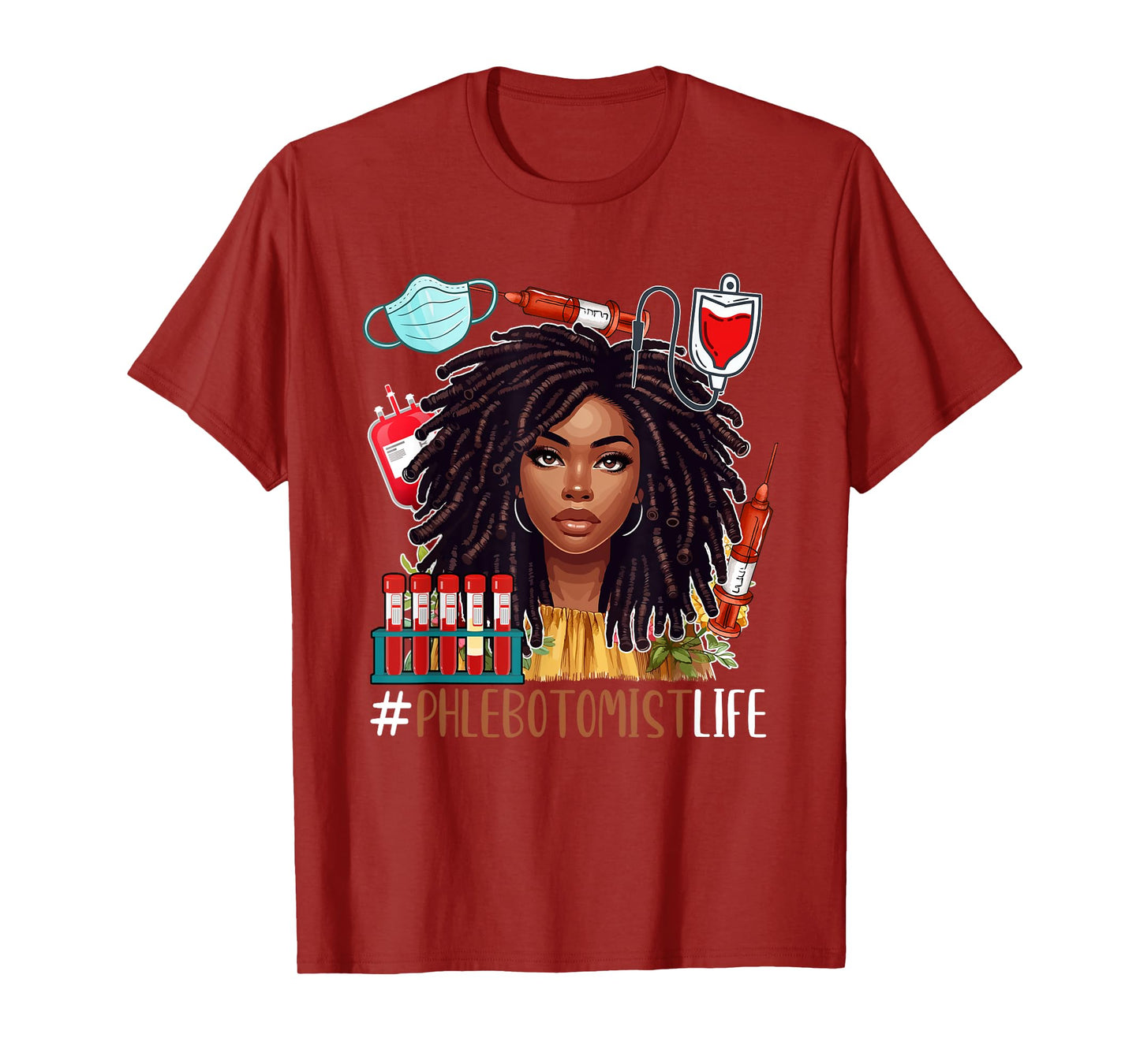 Phlebotomist Costume Afro Woman Proud Black History T-Shirt