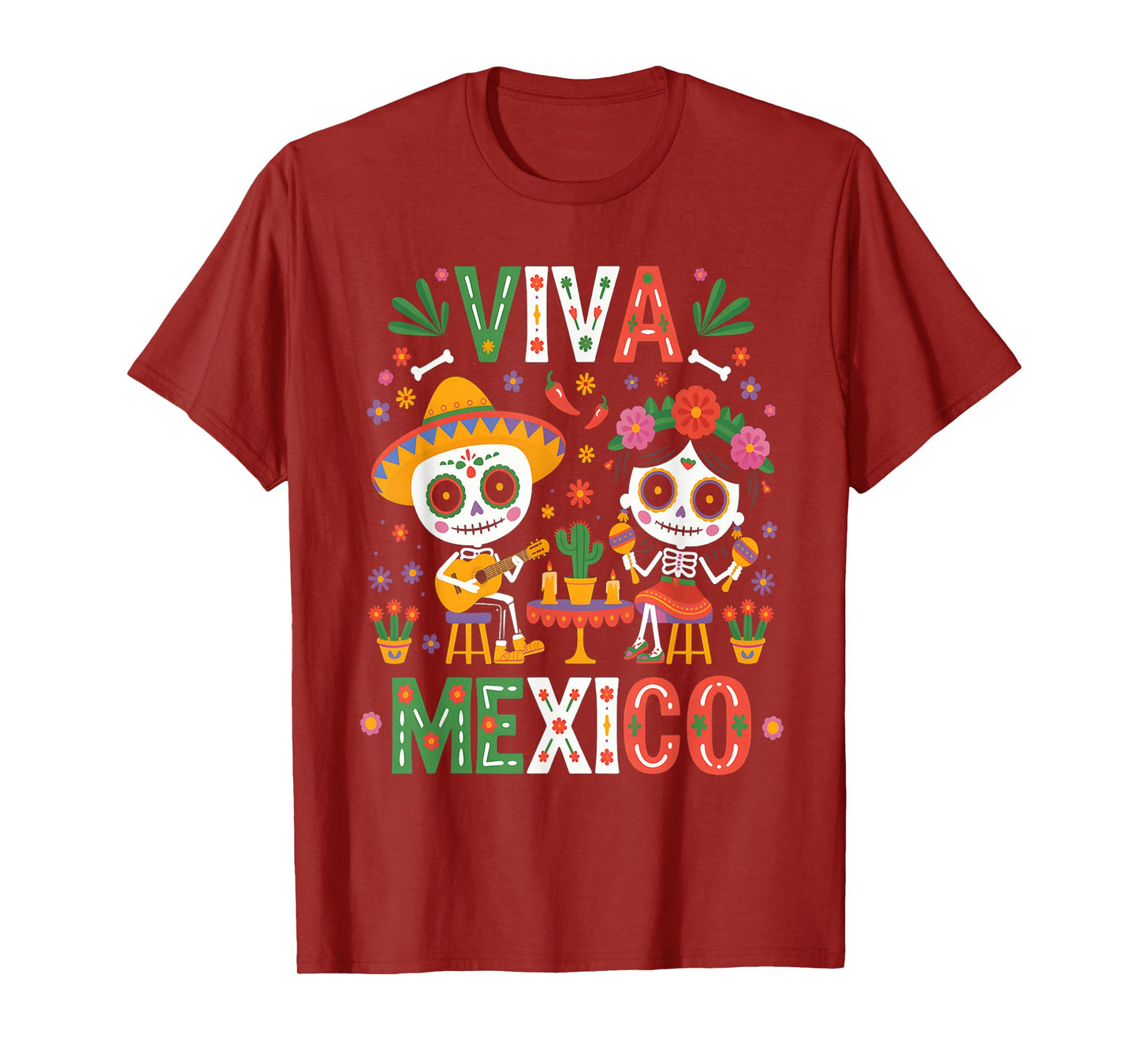 Viva Mexico Skeleton Fiesta Shirt Mexican Independence Kids T-Shirt