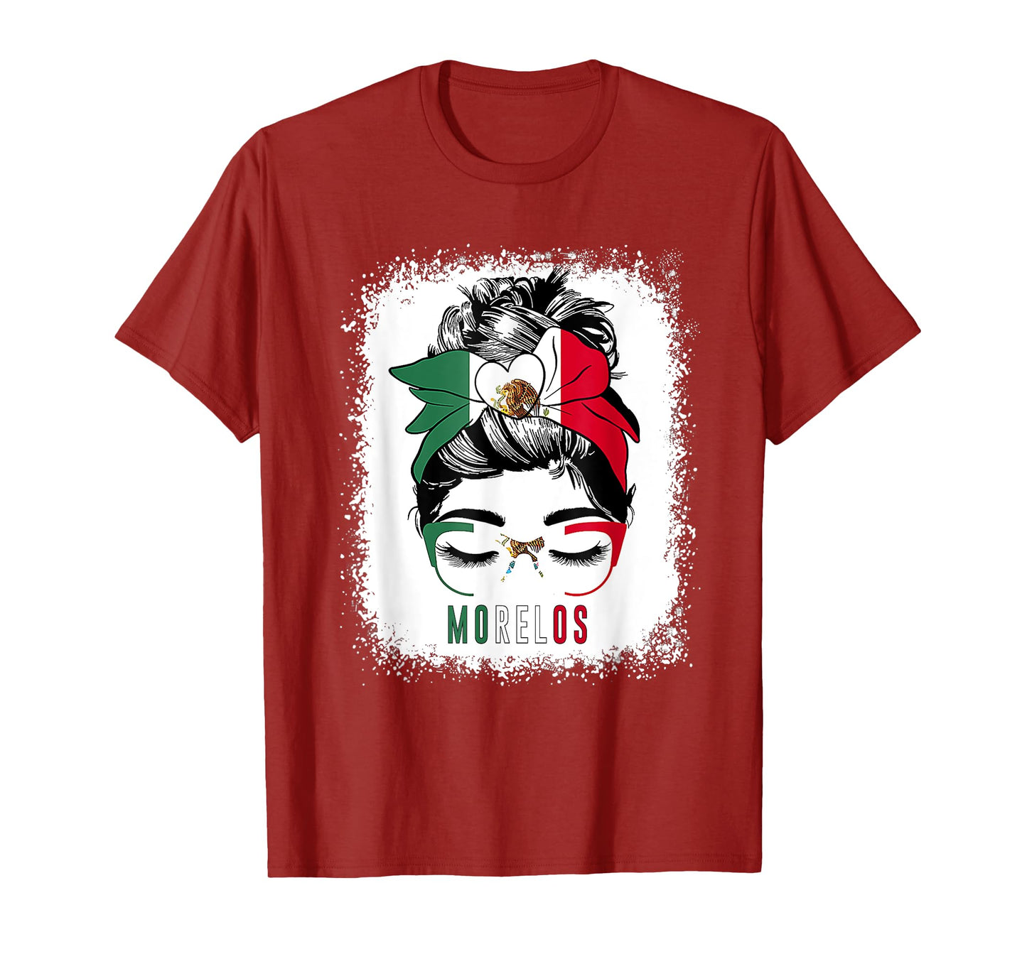Morelos Girl Messy Bun Bandana And Glasses Mexico Mexican T-Shirt