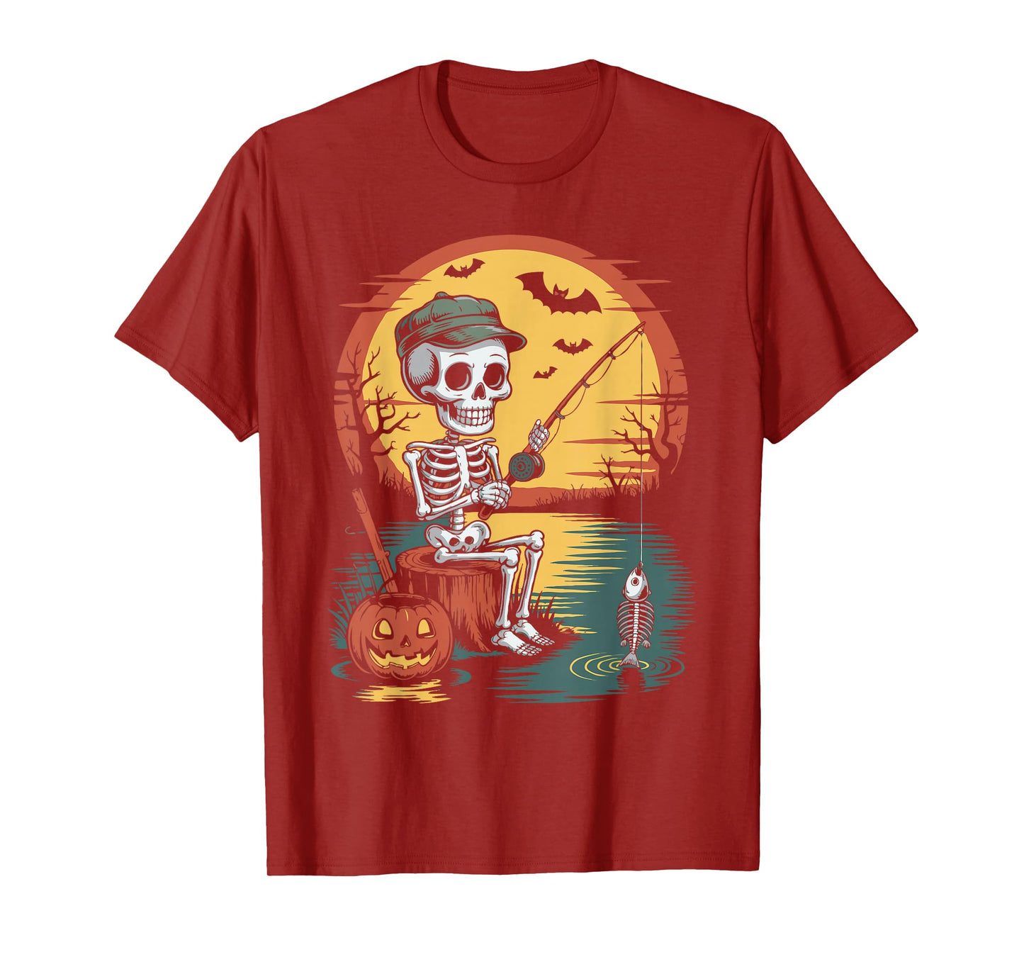 Fishing Skeleton Halloween T-Shirt