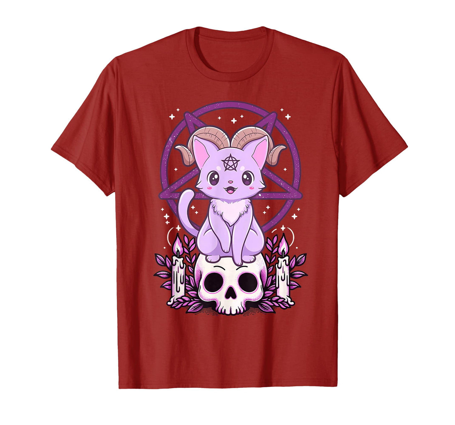 Kawaii Pastel Goth Cute Creepy Cat Bat Skeleton T-Shirt
