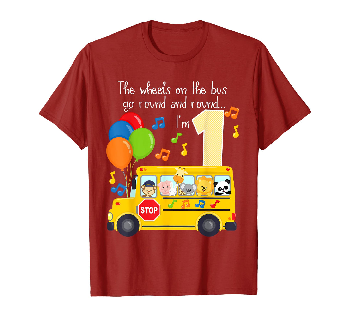 The Wheels On The Bus 1st Birthday 1 Yr Old Family Matching T-Shirt