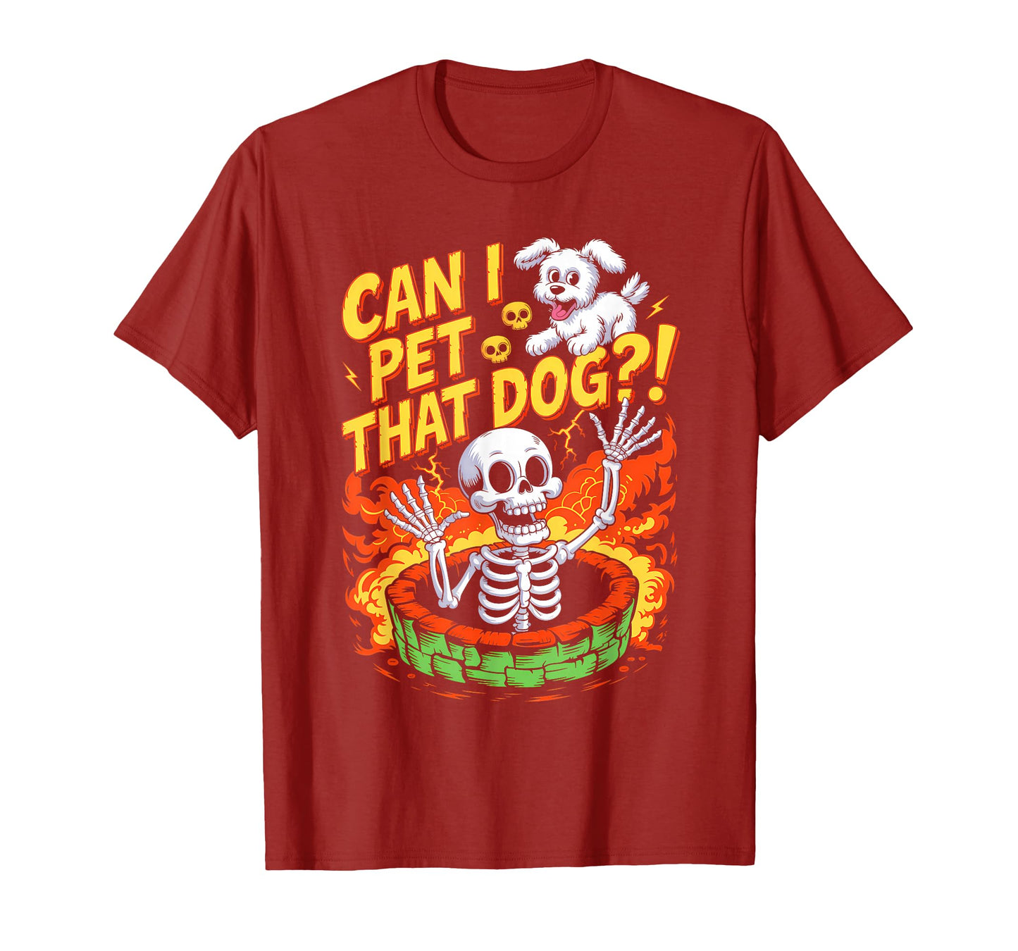 Can I Pet That Dog?! Funny Skeleton Halloween Bootleg T-Shirt