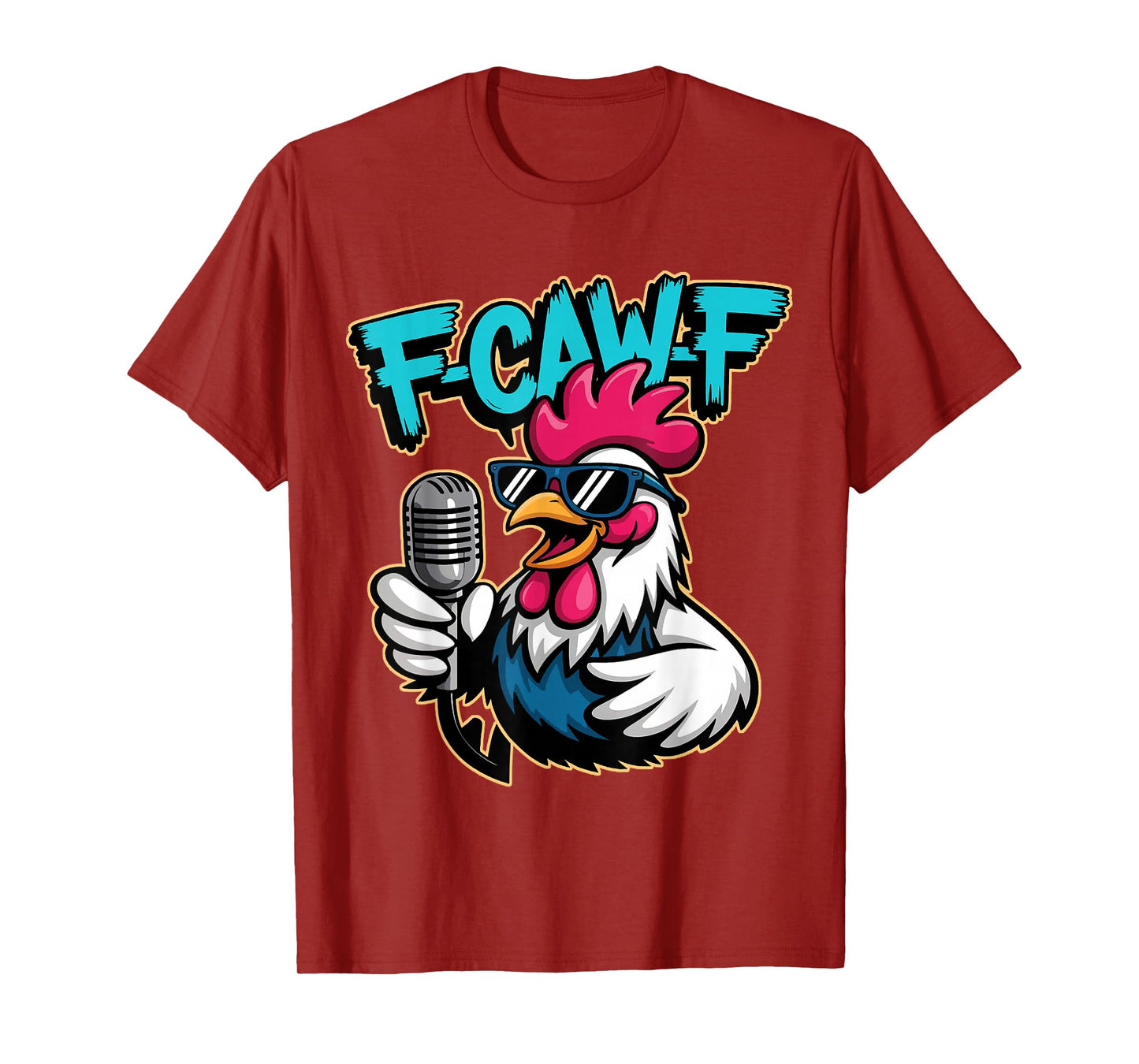 Cool Rooster Comedy F-CAW-F Microphone Cartoon T-Shirt