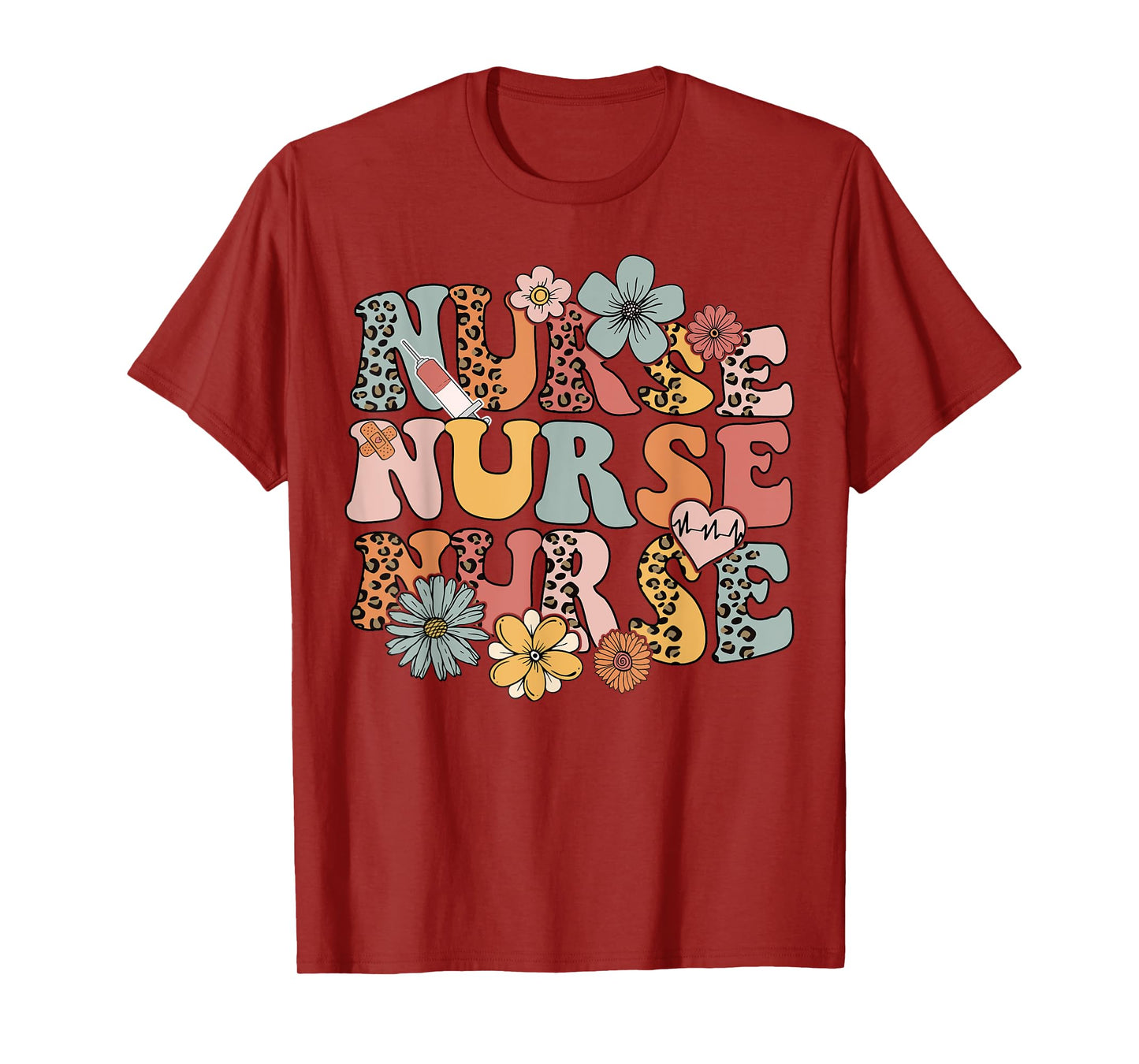 Groovy Retro Leopard Happy Nurse Week 2025 T-Shirt