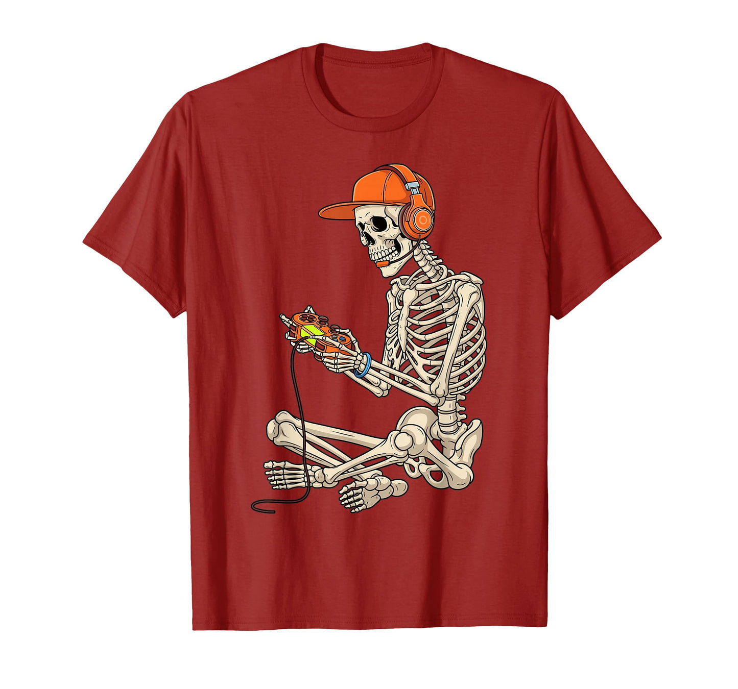 Skeleton Gaming Headset Halloween Gamer Skull Joystick T-Shirt