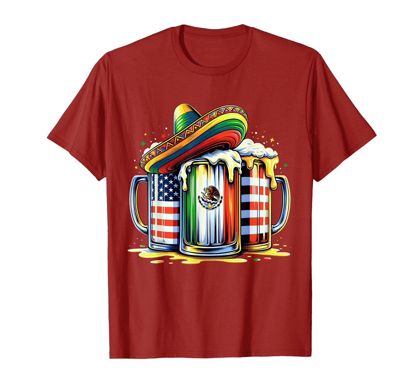 Beer Mexican USA Flag Cinco de Mayo Drinking Party Men Women T-Shirt