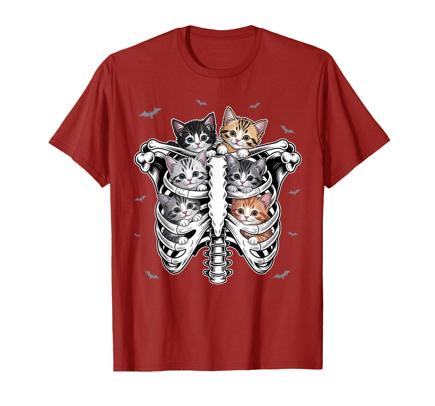 Cute Cat Kitty Skeleton Rib Cage Inside Halloween Kitten T-Shirt