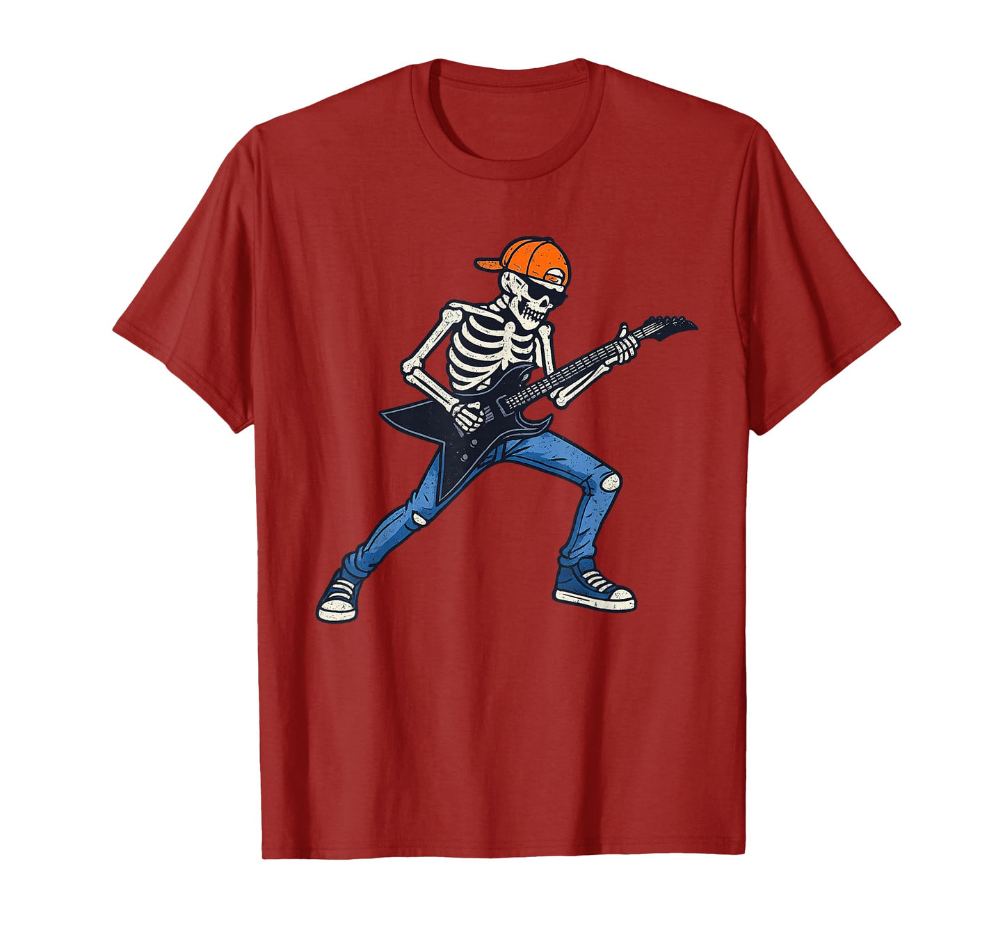 Vintage Halloween Skeleton Guitar Rock Funny Spooky Costume T-Shirt