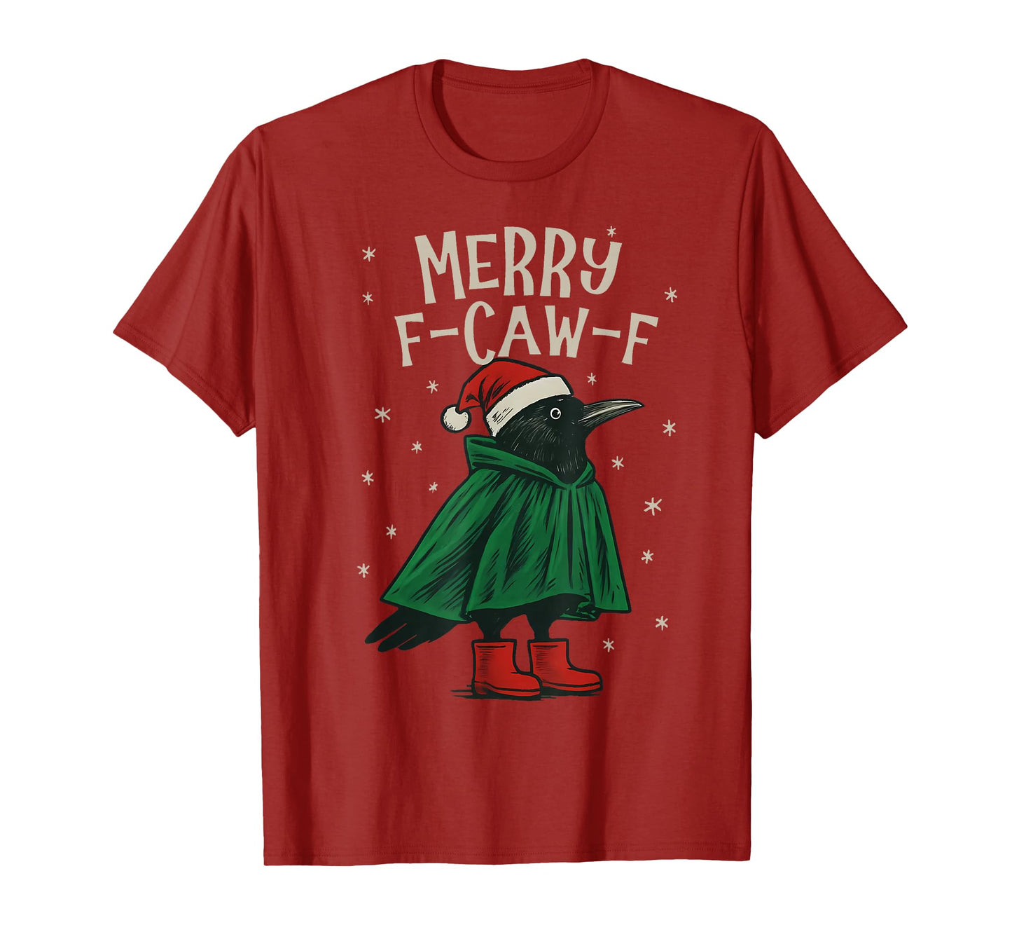 Black Crow F-Caw-F Funny Retro Christmas Santa Hat T-Shirt