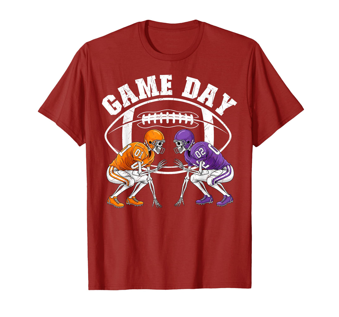 Game Day Football Skeleton Line Backer Halloween Sports Fan T-Shirt