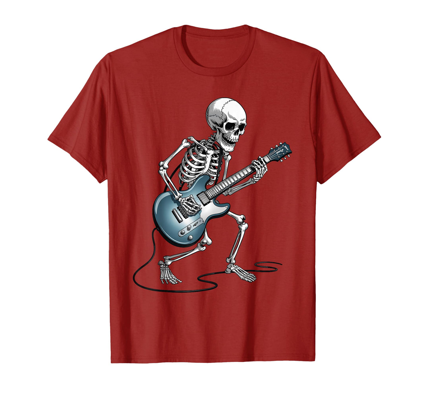 Skeleton Playing Guitar Kids Halloween Rock and Roll Costume T-Shirt