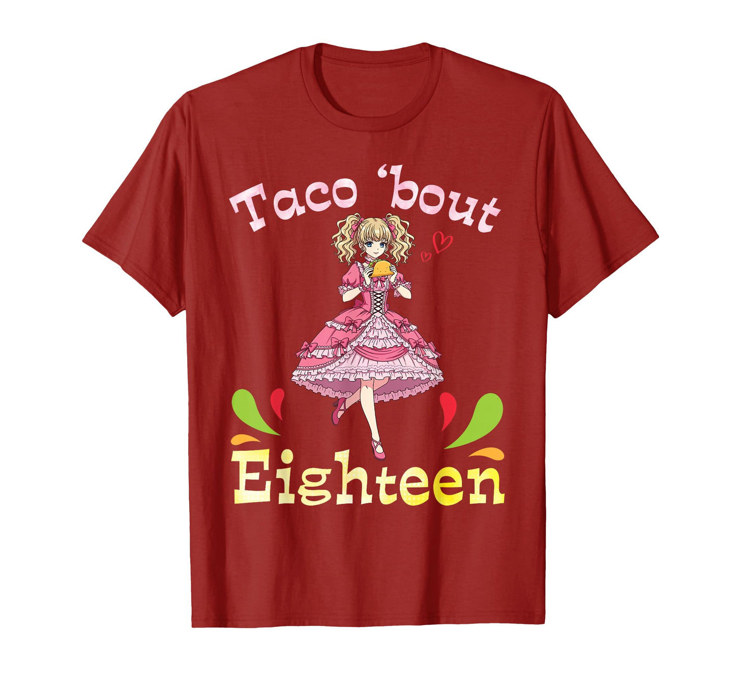 Cute Girl with Tacos I Taco Bout Eighteen Years Old Birthday T-Shirt